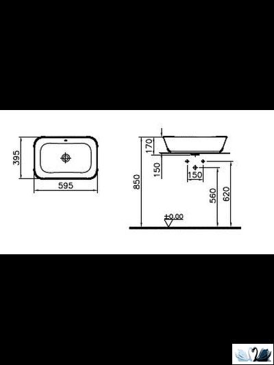 Раковина Vitra Geo 7425B003-0012, 60 х 39,5 см, накладная
