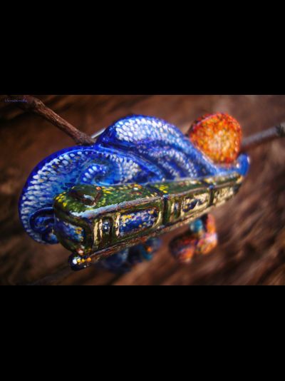 Волшебная брошь в стиле Ван Гога &quot;Звёздный рейс. Поезд Сумерки-Заря&quot;