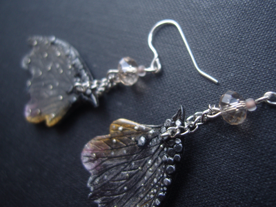 Фэнтези серьги "Крылышки Дымчатой Феи"