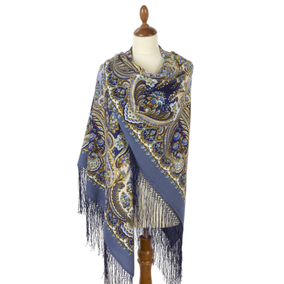 Павловопосадский платок Золотое сердце 2022-1