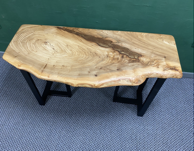 консоль из слэба, консоль из дерева, узкий столик, консоль под телевизор, полка под телевизор, слэб