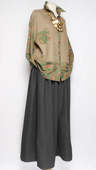 Рубашка Бохо "Комбинированная"  бежевая до р.52