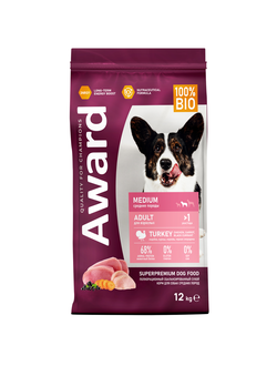 AWARD (Авард) сухой корм для собак средних пород, Индейка, Курица 12 кг