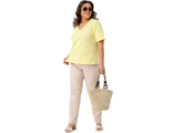 Укороченные женские брюки арт. 1077 (цвет бежевый) Размеры 54-68