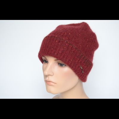 Красная шапка вязаная одинарная с отворотом Vizio Италия 8052 CRYO
