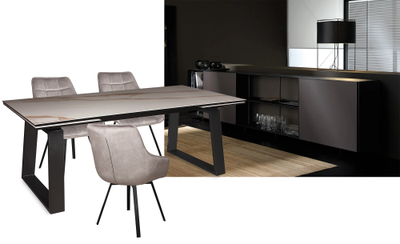 LEONARDO черный / керамика calacatta 200(+50+50)x100