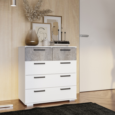 Комод Стандарт-5 NEW Белый/цемент светлый, Ш800хГ460хВ829