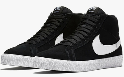 Nike Sb Zoom Blazer Mid Black White (Черные с белым) сбоку