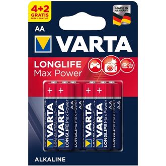 Батарейка AA щелочная Varta LR6-6BL Longlife Max Power (Max Tech 4706) в блистере 6шт.