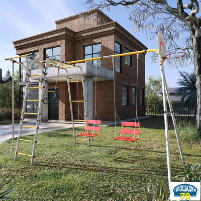 Детский спортивный комплекс для дачи ROMANA Акробат - 2 (с пластиковыми качелями)