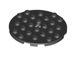 Plate, Round 6 x 6 with Hole, Black (11213 / 6187587)