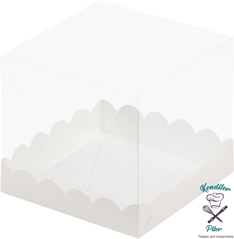 Коробка под торт с прозрачным куполом 150*150*140, белая