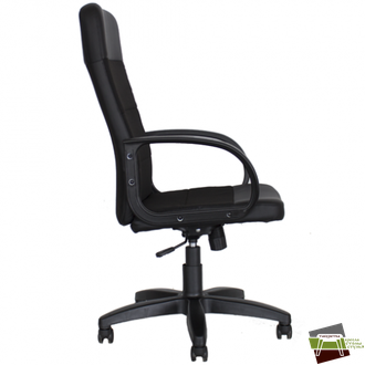 Кресло Кр58 ТГ ПЛАСТ С11(ткань черная)/ЭКО1 (экокожа черная)