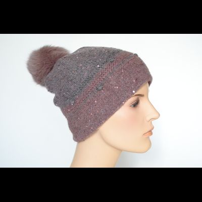 Шапка Vizio Италия с помпоном 5117 темно - розовая