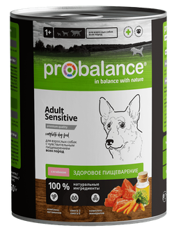 Probalance (Пробаланс) влажный корм (консерва) для собак с чувствительным пищеварением с ягнёнком 850 г