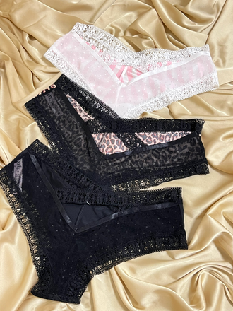 Трусы в стиле Виктория Сикрет с принтом 3 шт