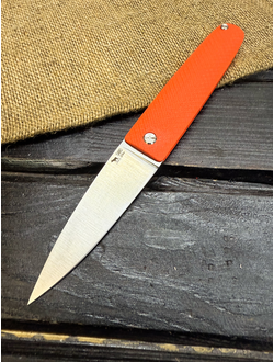 Фрикционный складной нож Скин-ду Большой сталь AUS10, рукоять G10 оранжевый