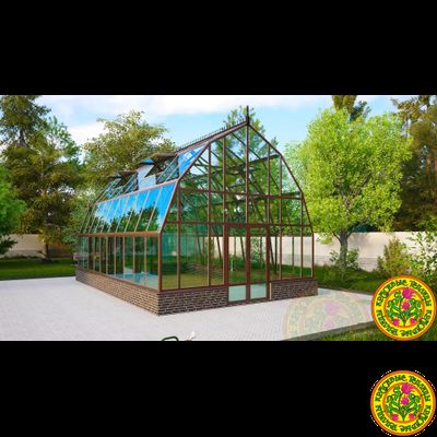 Базовая комплектация теплицы из стекла и алюминия “Леонардо” размером 5000 х 8000 мм