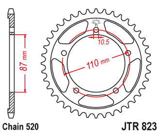 Звезда ведомая (46 зуб.) RK B4451-46 (Аналог: JTR823.46) для мотоциклов Suzuki