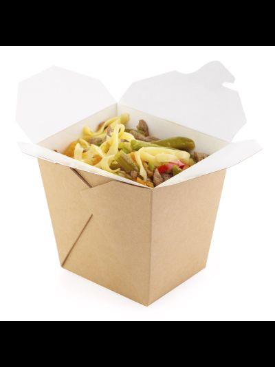 Коробка для лапши/вок 560 мл (крафт/бел)