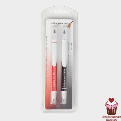 Набор фломастеров пищевых двусторонних 2шт, черный и красный