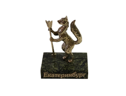 Сувенир "Соболь со стрелой", бронза/змеевик
