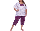 Пижама-костюм женский большого размера из хлопка арт. 119661-4439 (сливовый) Размеры 64-72