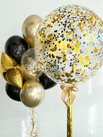 Шар гигант с конфетти и надписью 60см