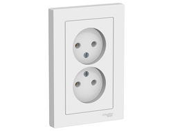 Двухместная розетка Systeme Electric ATLAS DESIGN без заземления 16А в сборе лотос ATN001320