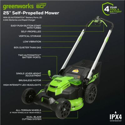 Аккумуляторная газонокосилка Greenworks GD60LM61 TwinForce