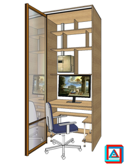 Шкаф-кабинет с дверью "книжка" в AL профиле