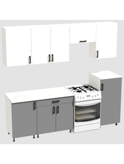 Кухня Эконом 1,8 метра с полуколонкой (1300х500) Цвет: Белый/Базальт