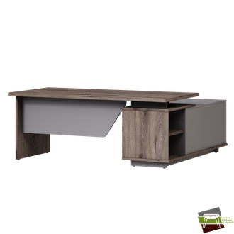 Стол руководителя левый 1900х1770х750 B-119L_Дуб Веллингтон табак/Кубанит серый