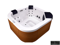 Jacuzzi Delfi Pro минибассейн 190x190x81 см. обшивка Тик, LED подсв., водопад, подгол. 2 шт. LCD пульт упр., система обр. воды у/ф-м Clear Ray, Крышка