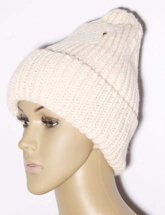 Шапка женская "Колпак резинка объёмная" 888 коралл, ваниль