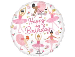 Круг "Happy Birthday" балерины (размер шара 45см)