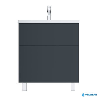 Тумба с раковиной AM.PM Gem 75, напольная, 2 ящика, цвет графит матовый