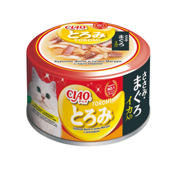 INABA CIAO Toromi (Инаба) Влажный корм для кошек Куриное филе и тунец Магуро с кальмаром в бульоне, консервы, 80 г