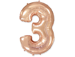 Цифра 3 розовое золото
