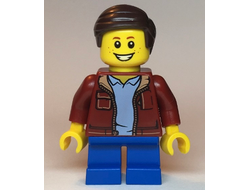 Child - Boy, Dark Red Jacket, Blue Short Legs, Dark Brown Hair, Freckles, n/a (twn382)