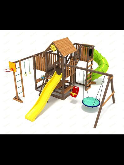 Детская площадка IgraGrad Панда Фани с балконом мод.1 и трубой 2.1м фото
