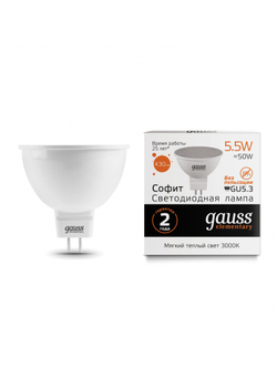 Лампа светодиодная Gauss LED Elementary MR16 GU5.3 5.5Вт 430Лм 3000К, 13516