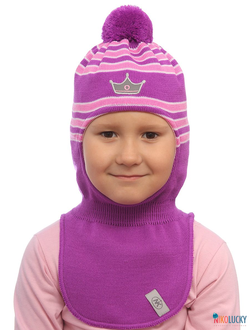 Шапка-шлем "Принцесса" м7в17, цвет сиреневый р. 50-52