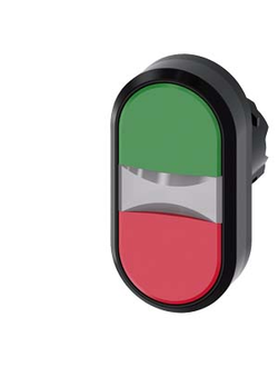 3SU1001-3AB42-0AA0 АКТУАТОР ДВОЙНОЙ КНОПКИ С ВОЗМОЖНОСТЬЮ ПОДСВЕТКИ, 22MM, КРУГЛ., ПЛАСТИК, КНОПКА ЗЕЛЁНАЯ, КНОПКА КРАСНАЯ ПЛОСКАЯS