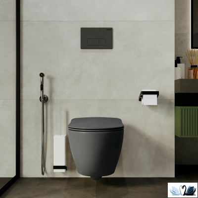 Унитаз Creavit Free FE322-11AM00E-0000 с сиденьем микролифт, Antrasit, подвесной безободковый, графит, матовый