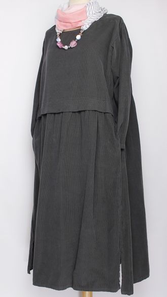 Платье Бохо "Два разреза " вельветовое графит