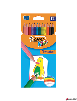 Карандаши цветные BIC «Tropicolors», 12 цветов, пластиковые, заточенные, европодвес. 180458