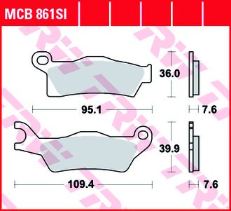 Тормозные колодки TRW MCB861SI (FA617) для BRP Can-Am G2 Outlander/Renegade (передние правые, задние) (705601014, 715900249)