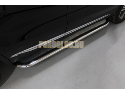 Пороги с площадкой (нерж. лист) 75х42 мм ТСС для Changan CS75 FL 2020-