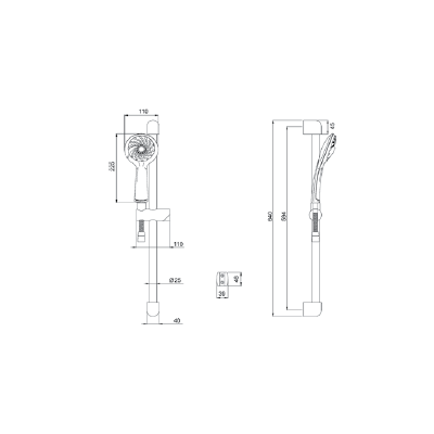 Набор для душа VitrA Samba 3F (штанга и ручной душ 3-режимный), A45680WSA